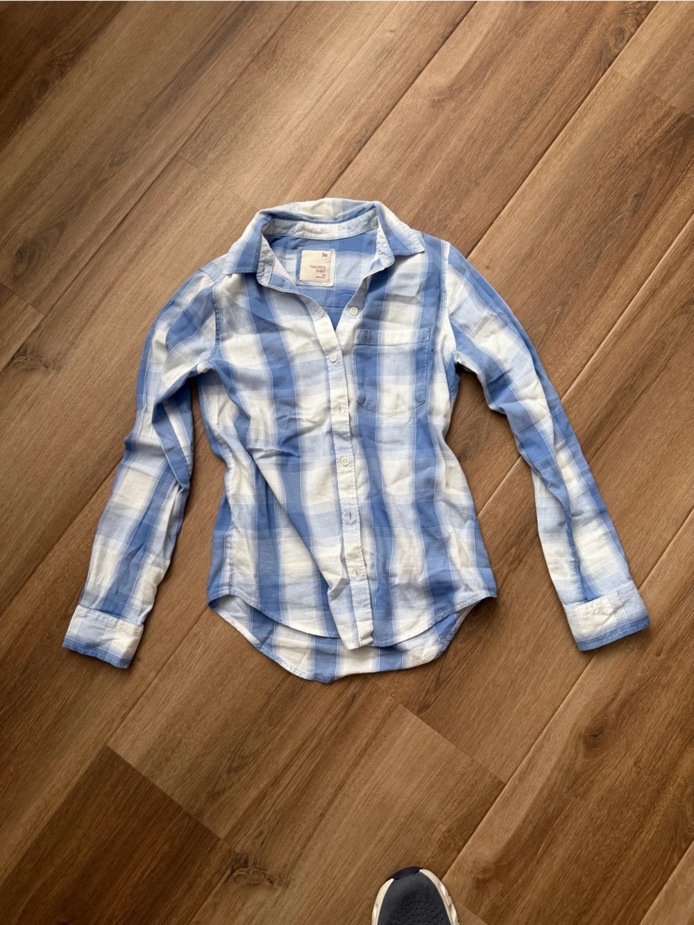 SO Blue and White Plaid Button-Down Shirt for Kids